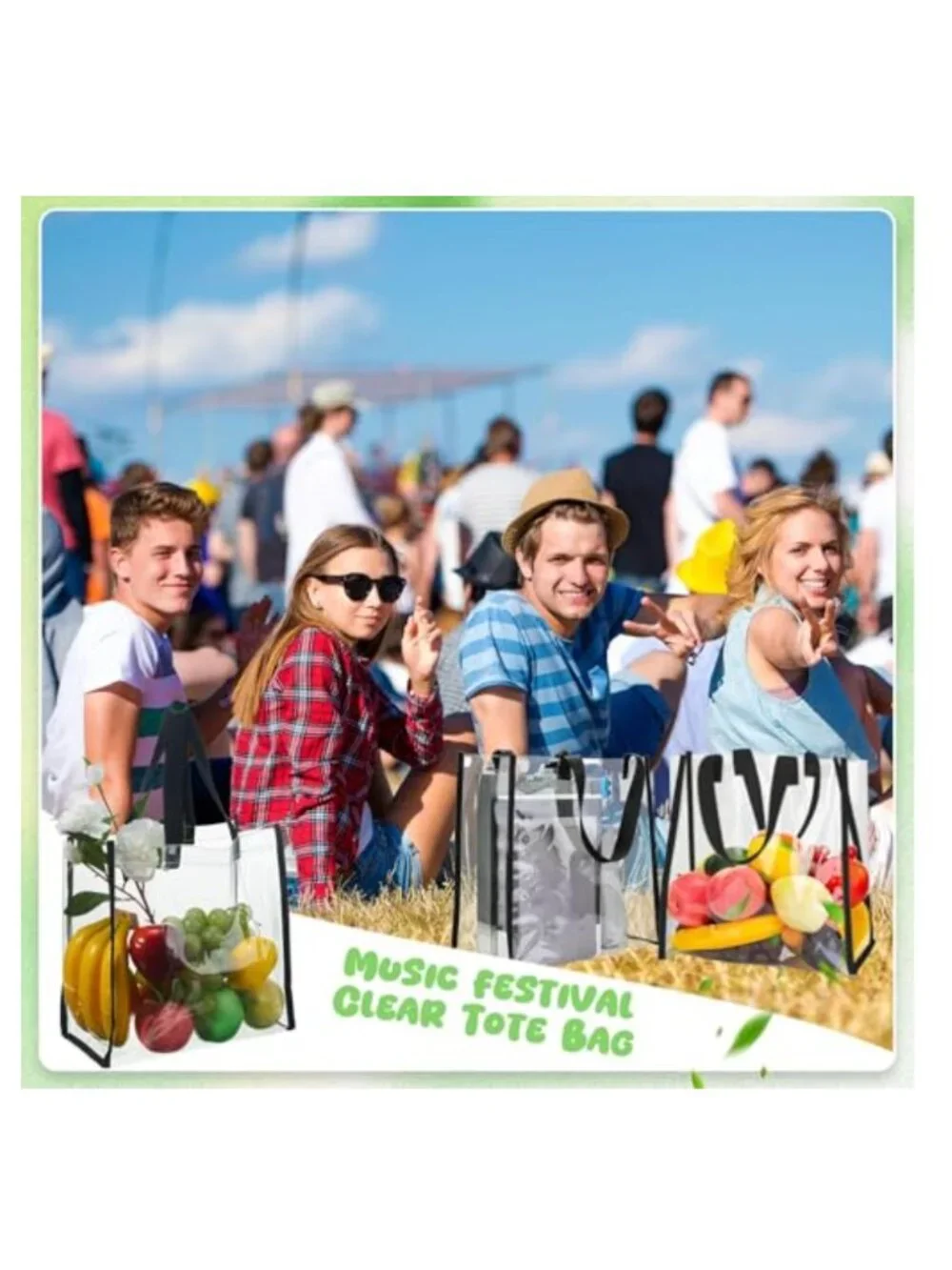 Clear Tote Bags Stadium Approved with Handles PVC Waterproof 42 Pack